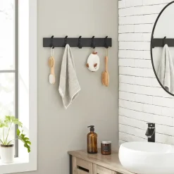 Langwerpige Kapstok met 10 Dubbele Haken, Zwart