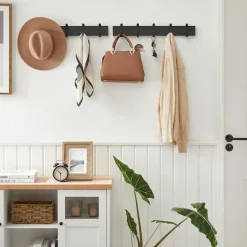 Langwerpige Kapstok met 10 Dubbele Haken, Zwart