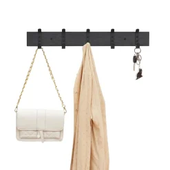 Langwerpige Kapstok met 10 Dubbele Haken, Zwart