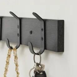 Langwerpige Kapstok met 10 Dubbele Haken, Zwart