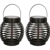 Lantaarn - 2 stuks - solar - tuinverlichting - zwart - 14 cm