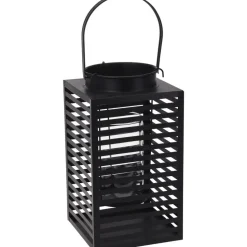 Lantaarn - metaal - zwart - windlicht - 12 x 24 cm