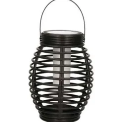 Lantaarn - solar - tuinverlichting - zwart - met vlameffect - 19 cm