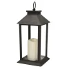 Lantaarn - zwart - kaars met LED verlichting - 33 cm