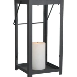 Lantaarn Lasio zwart metaal - 31x15,5x16,5 cm