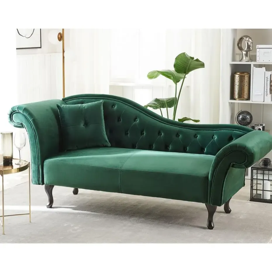 LATTES - Chaise longue - Groen - Linkerzijde - Fluweel