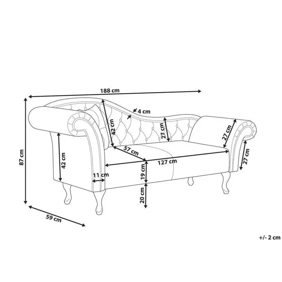 LATTES - Chaise longue - Groen - Linkerzijde - Fluweel