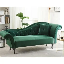 LATTES - Chaise longue - Groen - Rechterzijde - Fluweel