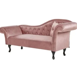LATTES - Chaise longue - Roze - Rechterzijde - Fluweel