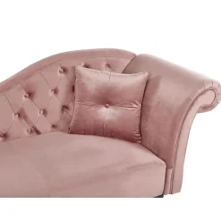LATTES - Chaise longue - Roze - Rechterzijde - Fluweel