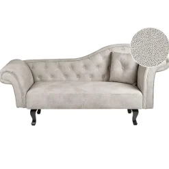 LATTES II - Chaise longue - Taupe - Rechterzijde - Fluweel