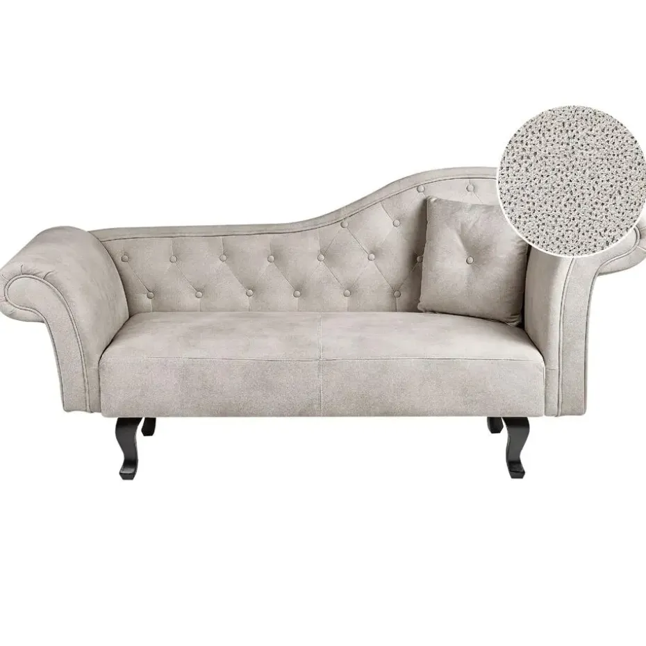LATTES II - Chaise longue - Taupe - Rechterzijde - Fluweel