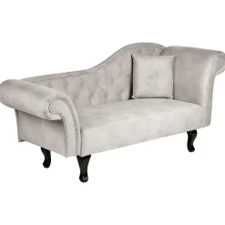 LATTES II - Chaise longue - Taupe - Rechterzijde - Fluweel