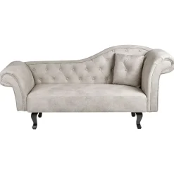 LATTES II - Chaise longue - Taupe - Rechterzijde - Fluweel