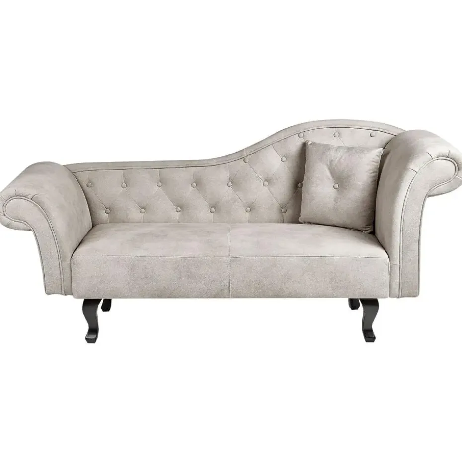LATTES II - Chaise longue - Taupe - Rechterzijde - Fluweel