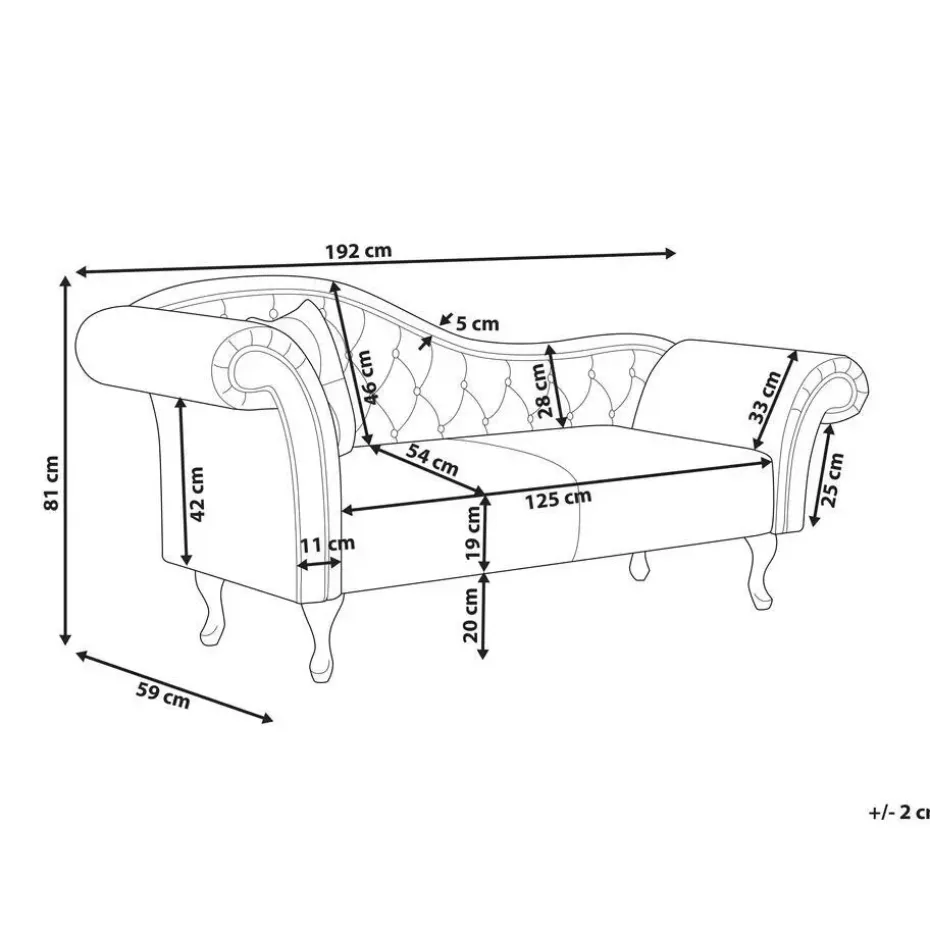LATTES II - Chaise longue - Olijfgroen - Linkerzijde - Fluweel