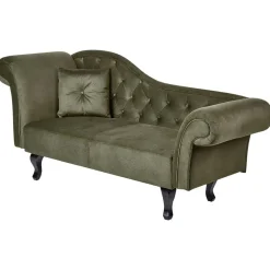 LATTES II - Chaise longue - Olijfgroen - Linkerzijde - Fluweel