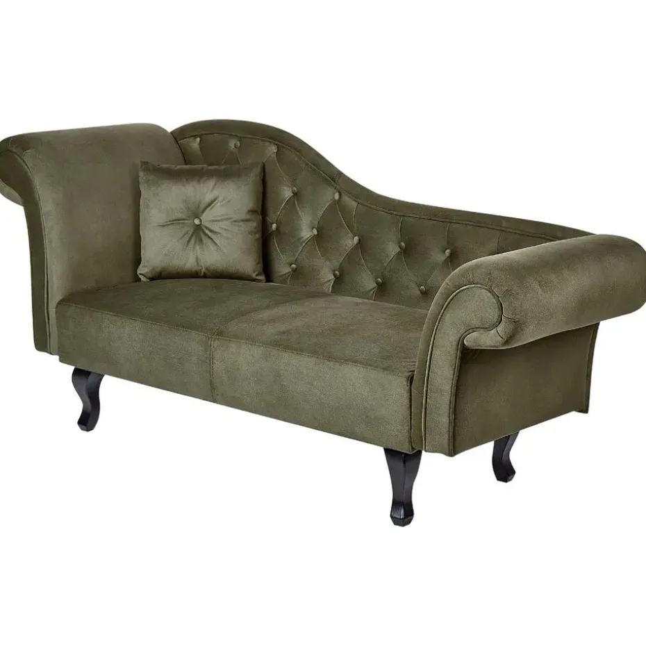 LATTES II - Chaise longue - Olijfgroen - Linkerzijde - Fluweel