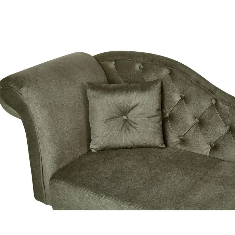 LATTES II - Chaise longue - Olijfgroen - Linkerzijde - Fluweel