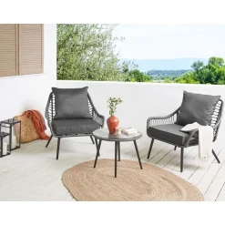 LAURETO - Bistroset voor 2 - Grijs - PE rotan