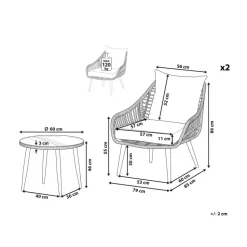 LAURETO - Bistroset voor 2 - Grijs - PE rotan