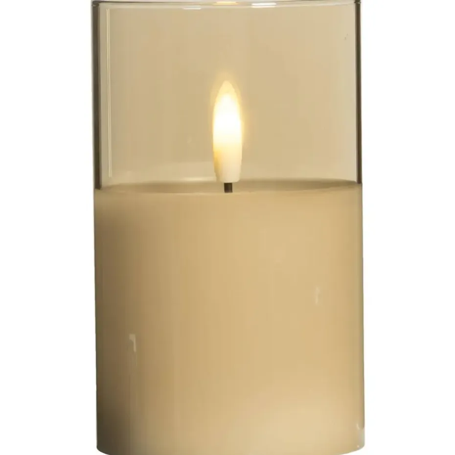 Led kaars in glas - goudkleurig - 12,5xØ7,5 cm