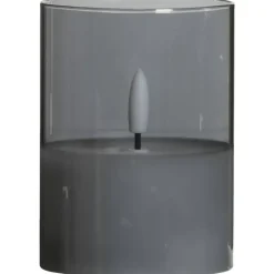 Led kaars in glas - grijs - 10xØ7,5 cm