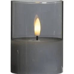 Led kaars in glas - grijs - 10xØ7,5 cm