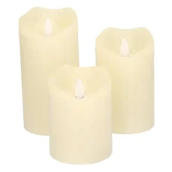 LED kaarsen/stompkaarsen - set van 3x - creme wit - wax - timer