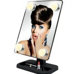 LED Make-up spiegel - zwart - 30 x 18 cm - Hollywood style