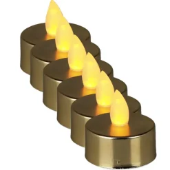 LED theelichtjes/waxinelichtjes - 6x - goud - 4 cm