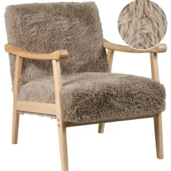 LEKNES - Fauteuil - Taupe - Kunstbont