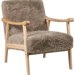LEKNES - Fauteuil - Taupe - Kunstbont