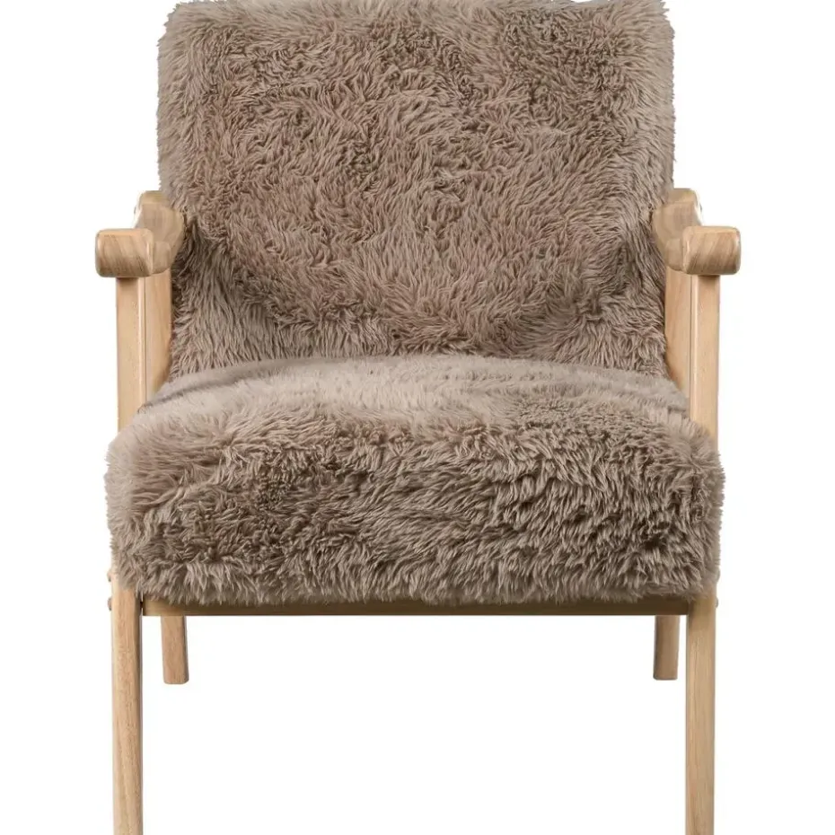 LEKNES - Fauteuil - Taupe - Kunstbont