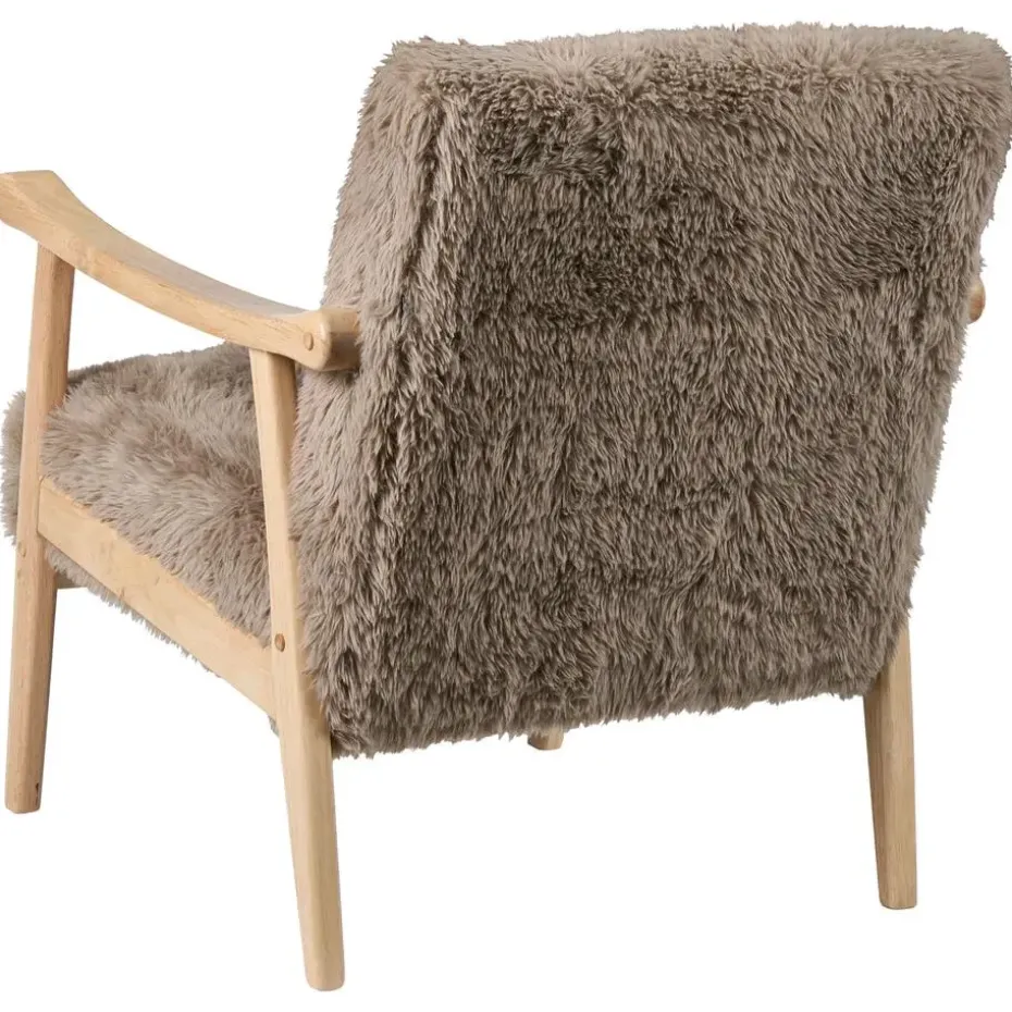 LEKNES - Fauteuil - Taupe - Kunstbont