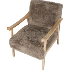 LEKNES - Fauteuil - Taupe - Kunstbont