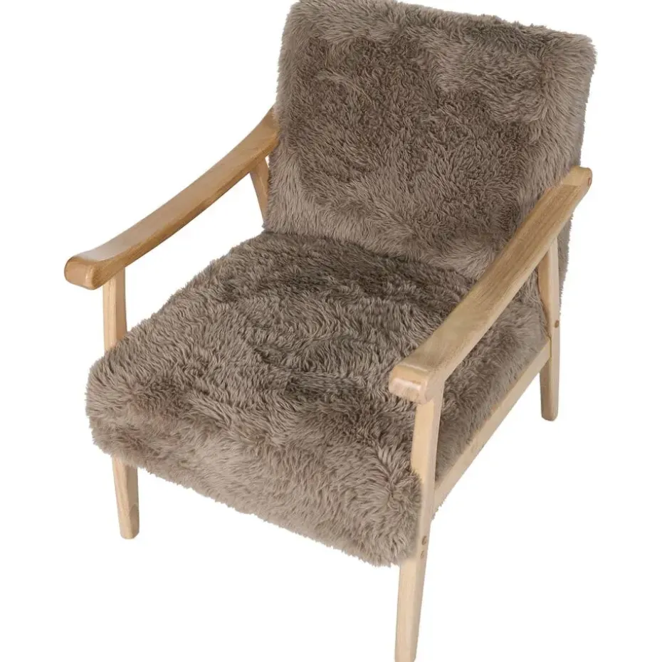 LEKNES - Fauteuil - Taupe - Kunstbont