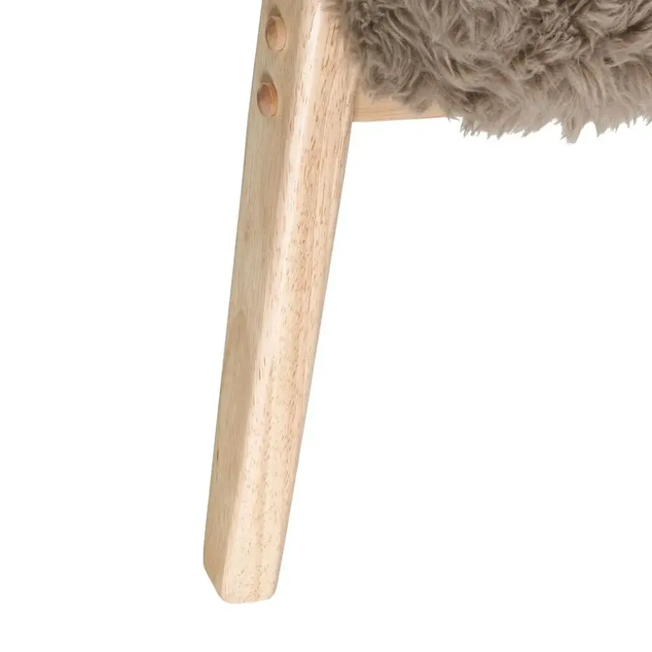 LEKNES - Fauteuil - Taupe - Kunstbont