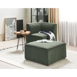 LEMVIG - Ottomaan - Donkergroen - Corduroy