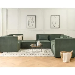 LEMVIG - Ottomaan - Donkergroen - Corduroy