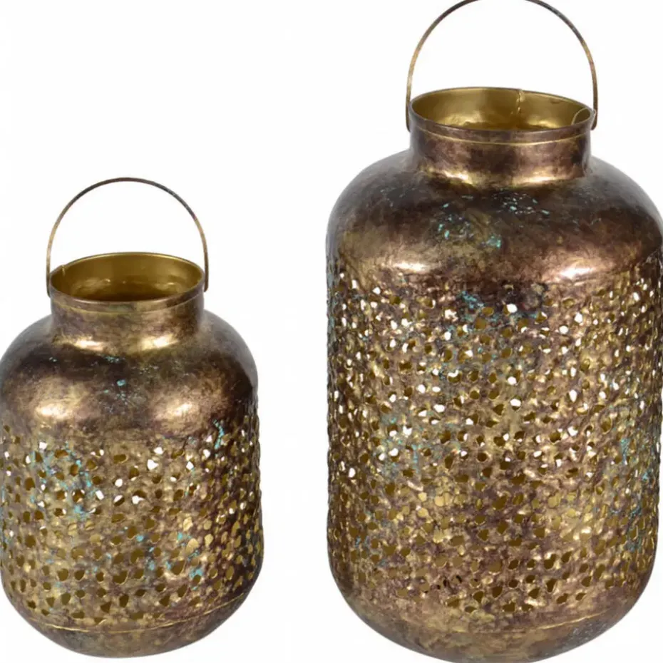 Lesi Living Lantaarn/windlicht - Oosters - metaal - 20 x 32 cm