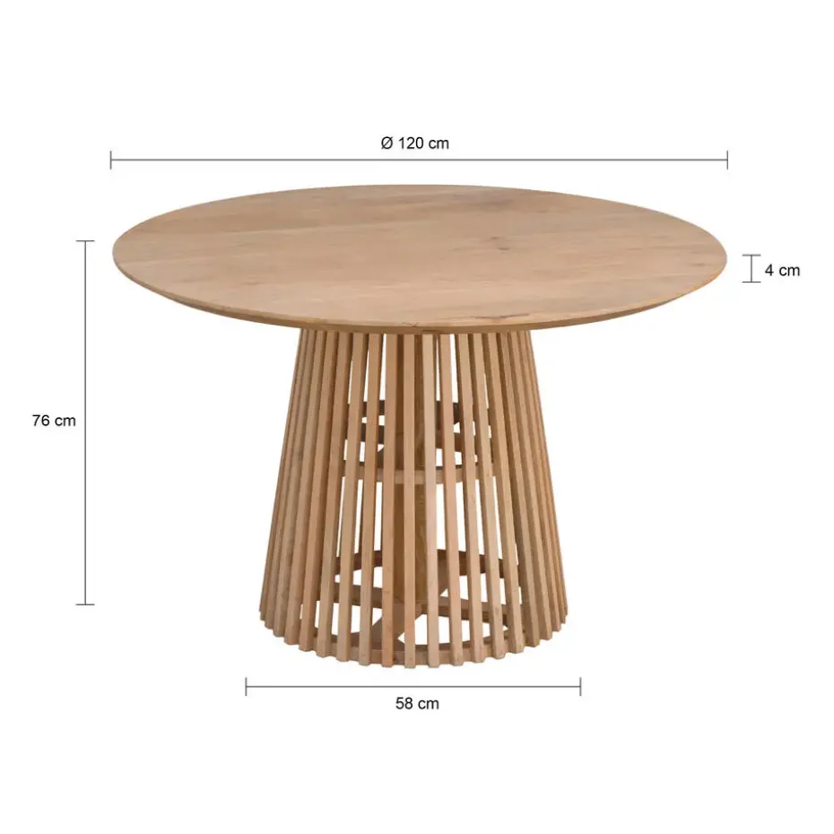 Lewis & Loft Eettafel Levi – FSC® mangohout – Rond – Ø120 cm – Naturel