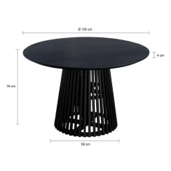 Lewis & Loft Eettafel Levi – Rond – Ø120 cm – Zwart