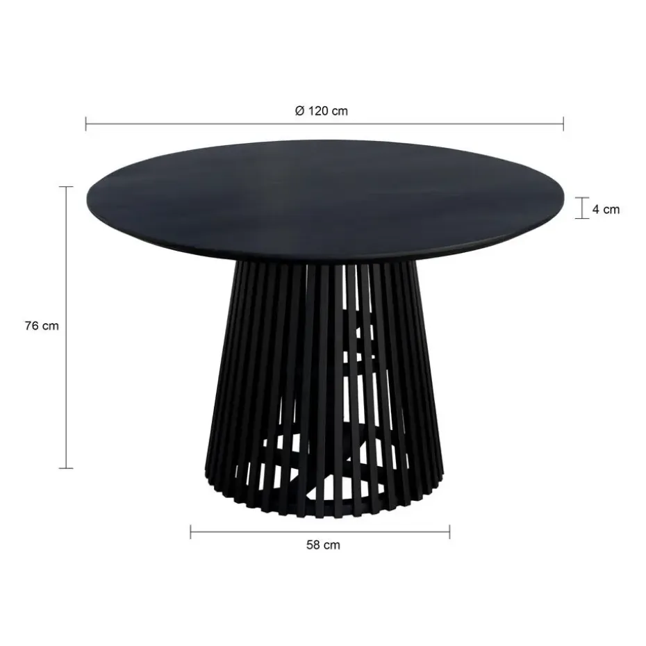 Lewis & Loft Eettafel Levi – Rond – Ø120 cm – Zwart