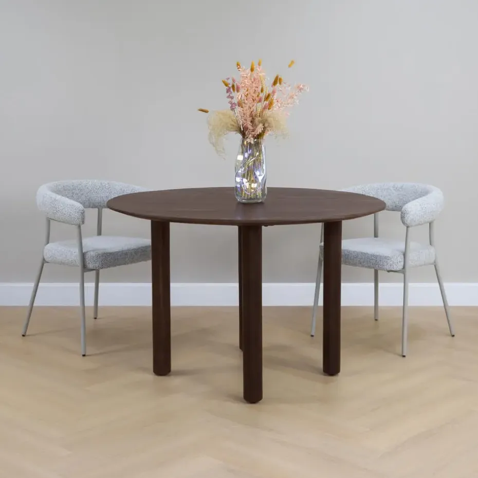 Lewis & Loft Eettafel Lian - ⌀120 - Mangohout - Walnoot bruin