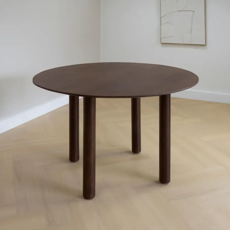 Lewis & Loft Eettafel Lian - ⌀120 - Mangohout - Walnoot bruin