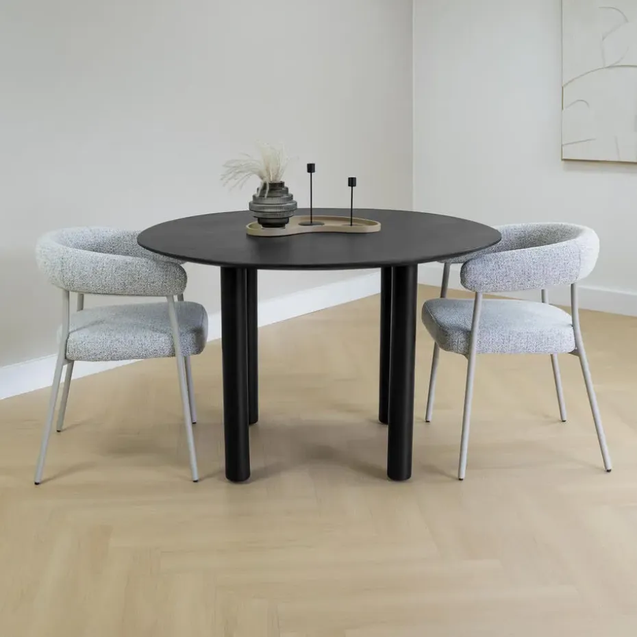 Lewis & Loft Eettafel Lian - Rond ⌀120 cm - Mangohout - Zwart