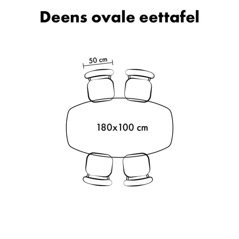 Lewis & Loft Eettafel Luna – Deens ovaal – 180x100 cm – Naturel