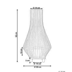 LEYTE - Lantaarn - Lichthout - 58 cm - Wilgenhout
