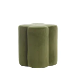 Light & Living - Nalani poef 38x38x45 cm velvet- olijfgroen